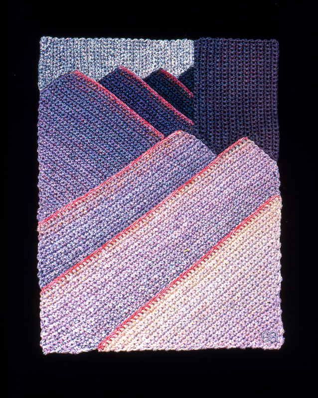 Elizabeth Tuttle, Pink Edged Steps. Crocheted cotton sewing thread 11 x 8.5 inches.