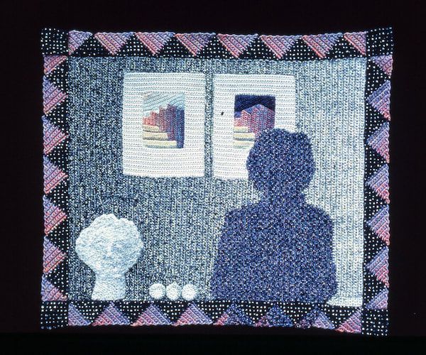 Elizabeth Tuttle, Self Portrait. Crocheted cotton sewing thread with glass beads. 11 x 14 inches