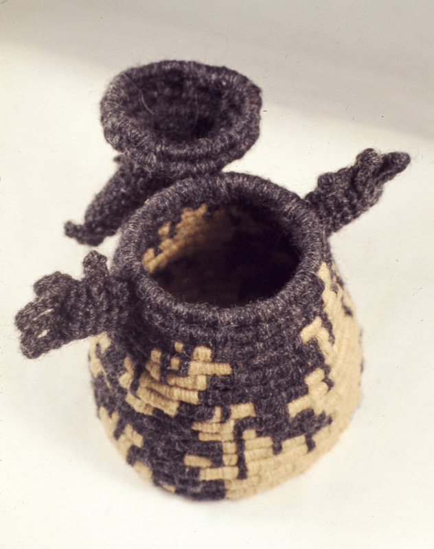 Elizabeth Tuttle, Handed Tankario. Coiled and Crocheted Wool. 4 x 4 x 5.5 inches. (Open)