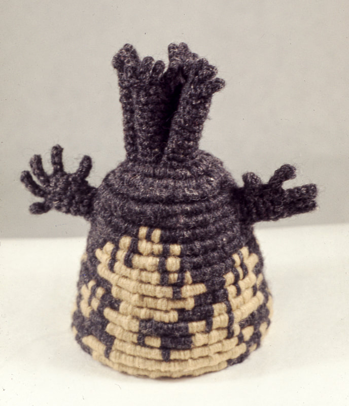 Elizabeth Tuttle, Handed Tankard. Coiled and Crocheted Wool. 4 x 4 x 5.5 inches.