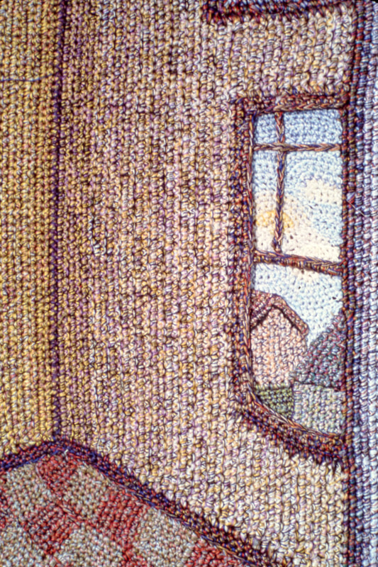 Elizabeth Tuttle, Sunny Day. Crocheted cotton sewing thread with Wood support. (Detail)