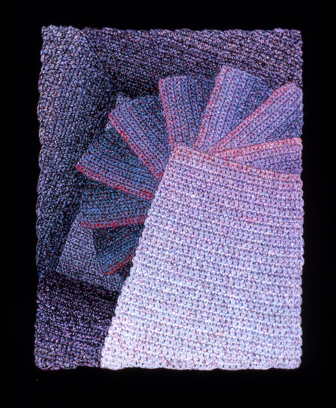 Elizabeth Tuttle, Pink Edged Steps No. 2. Crocheted cotton sewing thread 11 x 8.5 inches