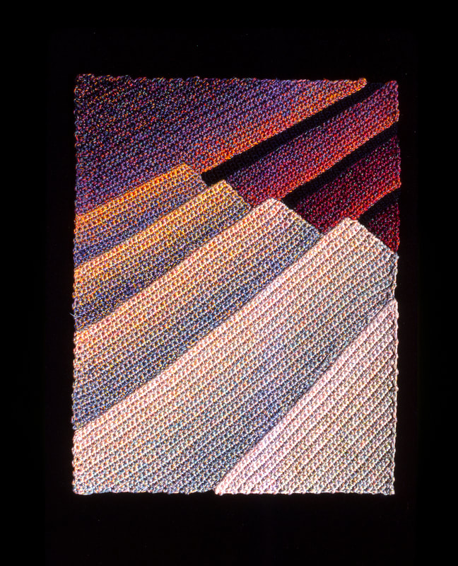 Elizabeth Tuttle, Far Red Steps No. 1. Crocheted cotton sewing thread 11 x 8.5 inches.
