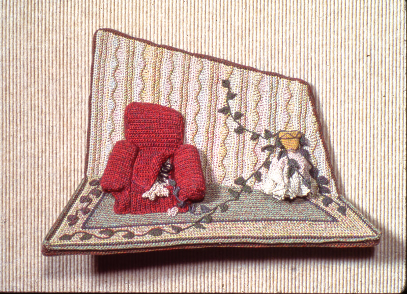 Elizabeth Tuttle, Vine on Living Room. Crocheted cotton sewing thread 9 x 14 x 4.5 inches.
