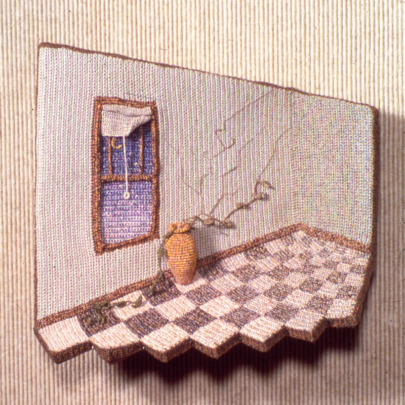 Elizabeth Tuttle, Dawn. Crocheted cotton sewing thread with Wood support. 10 x 11 x 5 inches.