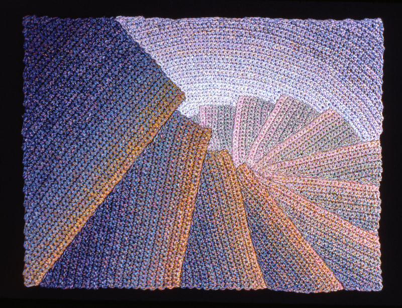 Elizabeth Tuttle, Golden Edged Spiral. Crocheted cotton sewing thread. 9 x 12 inches.