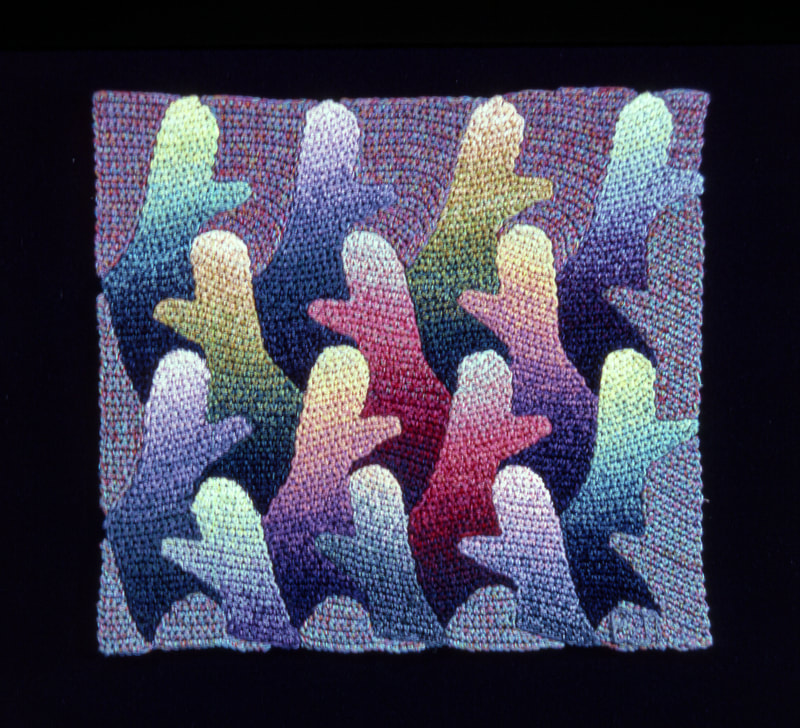 Elizabeth Tuttle, Many Mittens. Crocheted cotton sewing thread. 8 x 9 inches.