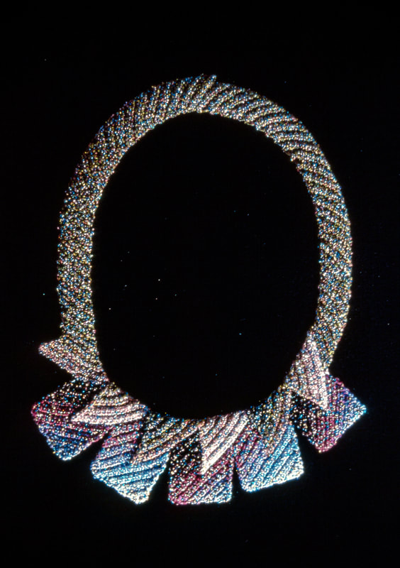 Elizabeth Tuttle, Shadow Collar. Crocheted cotton sewing thread with glass beads.