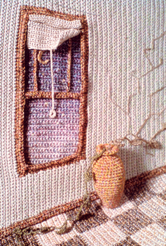 Elizabeth Tuttle, Dawn. Crocheted cotton sewing thread with Wood support. 10 x 11 x 5 inches. (Detail)